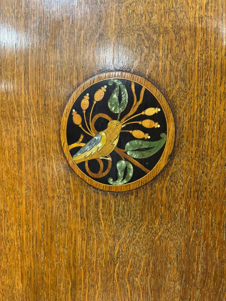 1930s Oak Inlaid Dome Top Tallboy