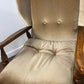 Vintage Pair Of Oak Framed Wing Back Armchairs