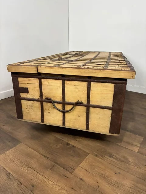 Very Large Bleached Rustic Indian Trunk / Coffee Table