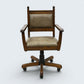 Vintage Wood Bros Old Charm Captains Office Chair Green Hide Leather Tilt Swivel