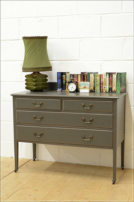 Vintage chest of drawers retro solid wood on castors DELIVERY