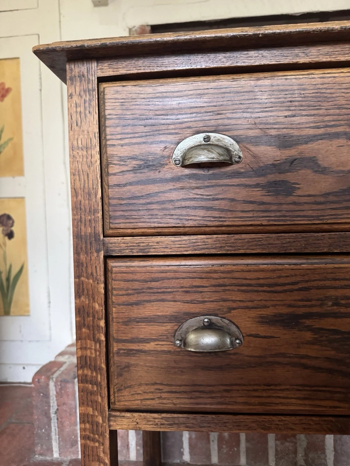 Vintage Oak Bedside Table Chest of Drawers Lowboy