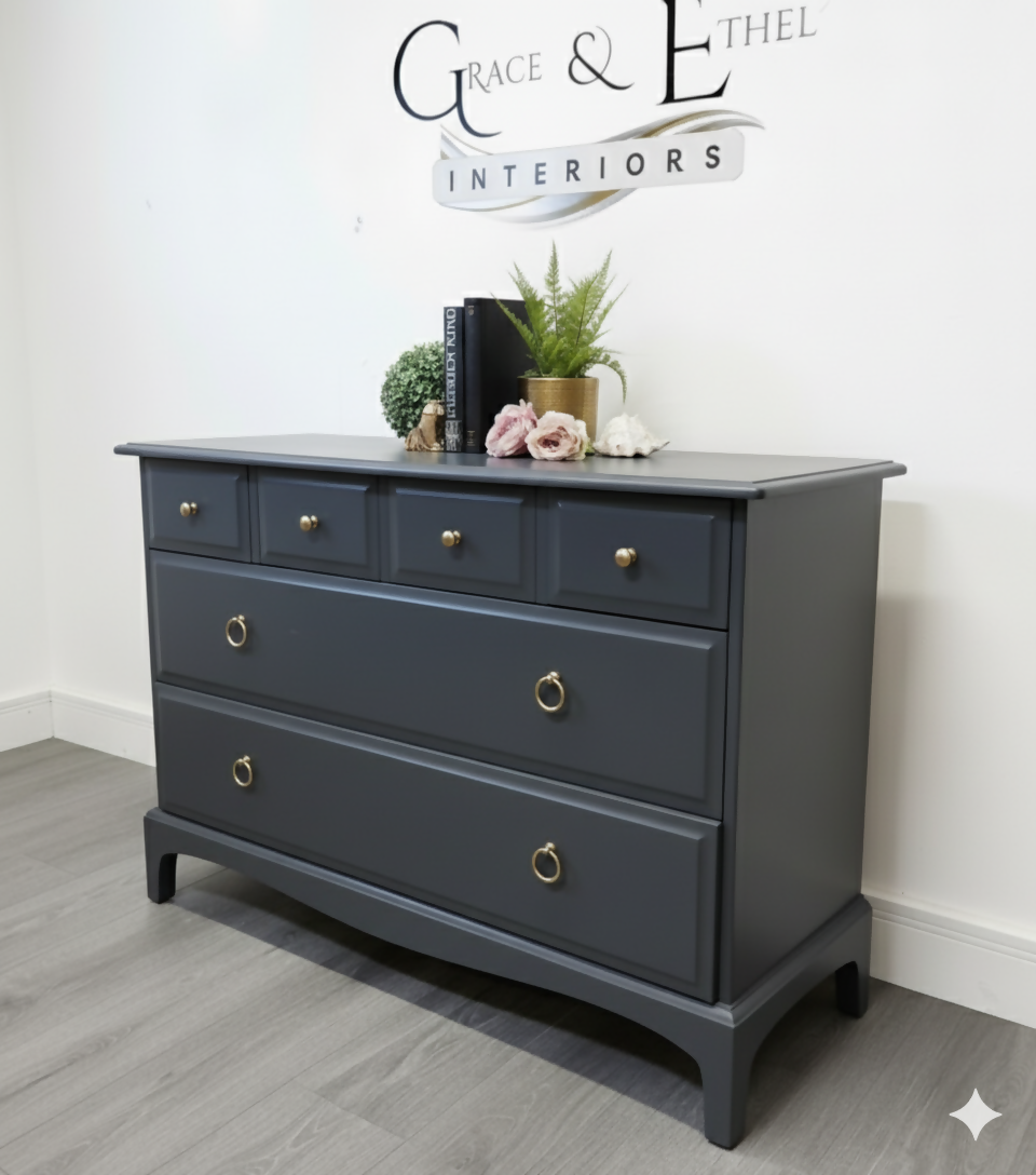 Stag minstrel chest of drawers in dark grey