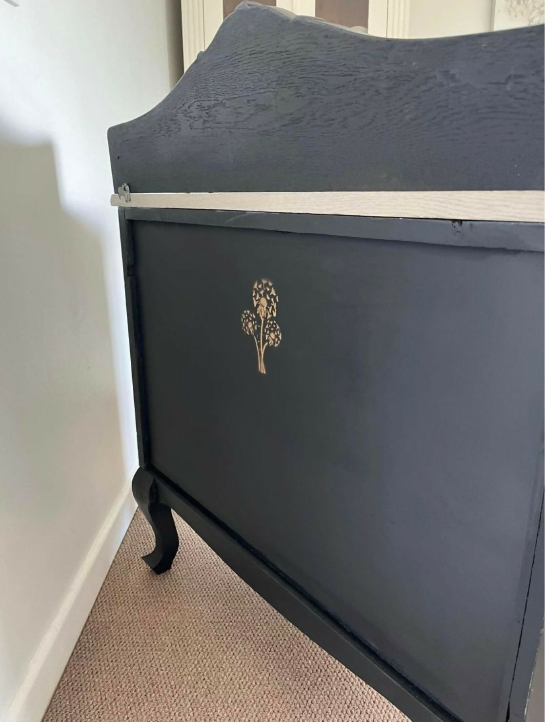 Stunning Upcycled Black Hand Painted Cabinet with Drawer