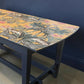 Navy Blue Coffee Table with Sealed Wild Animal Print Top