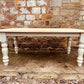 Solid Farmhouse Dining Table | Hand-Finished Painted Base & Natural Wood Top | Rustic Country Kitchen Table
