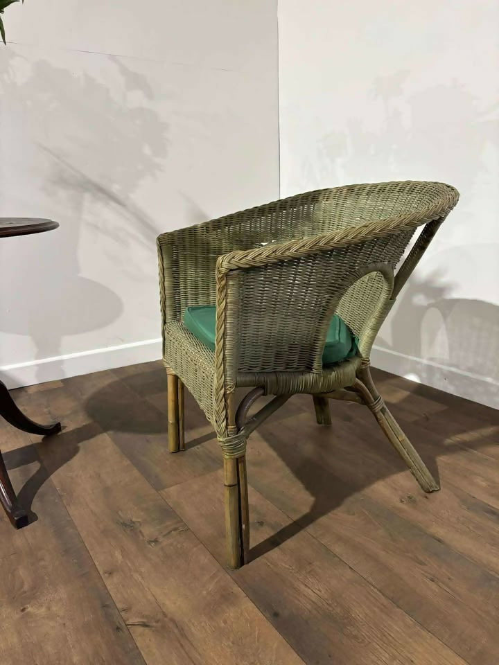 Vintage Green Wicker Chair