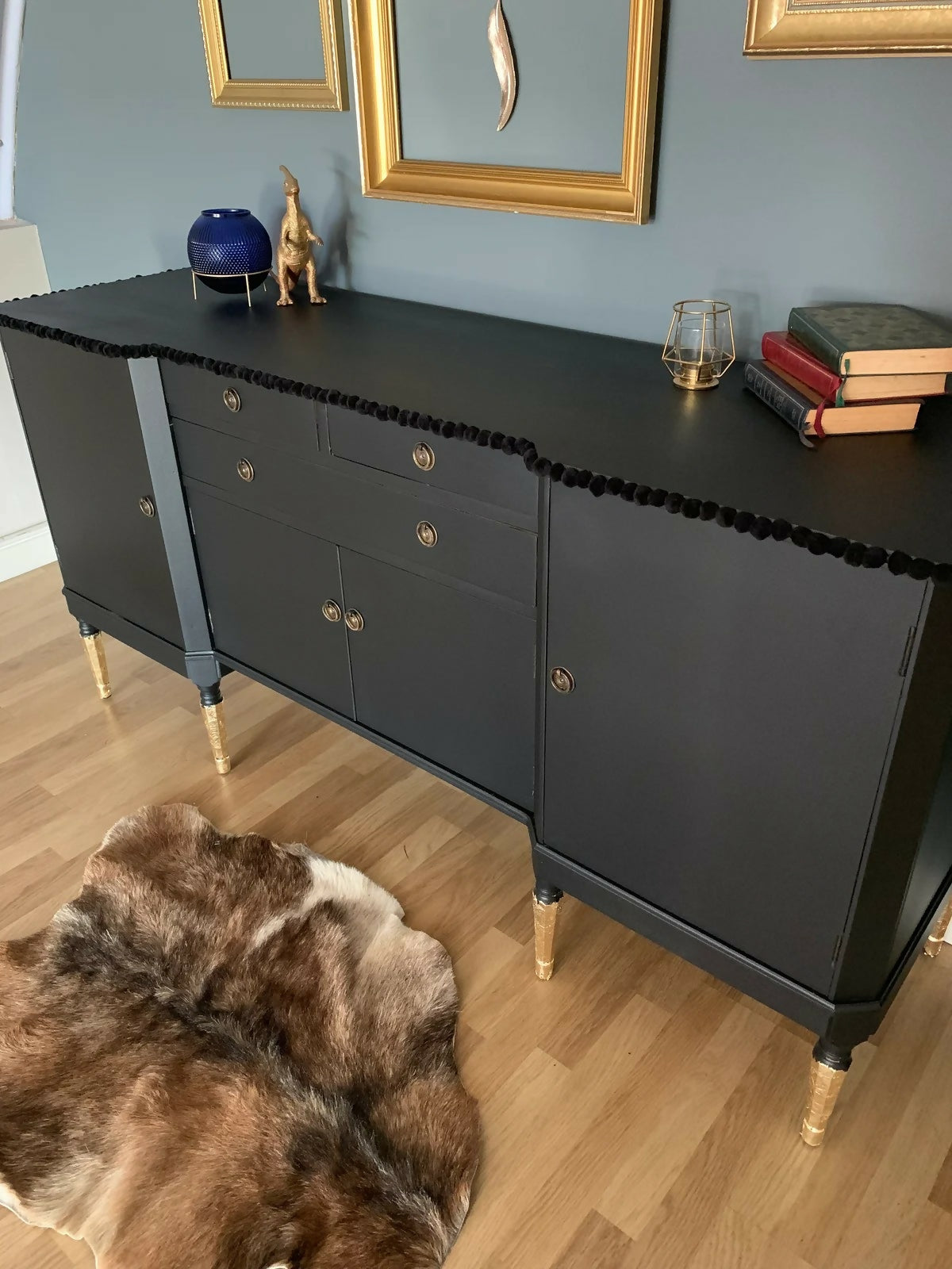 Black & gold vintage sideboard