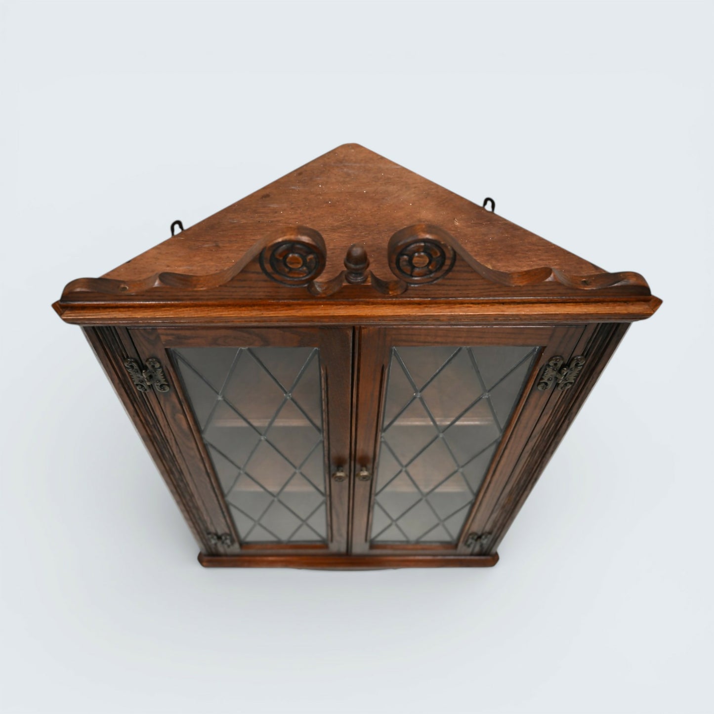 Old Charm Hanging Corner Display Cabinet Leaded Glass Tudor Brown FREE Delivery*