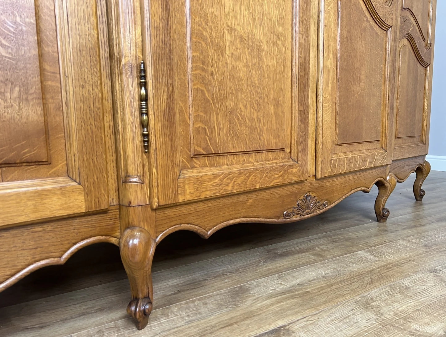 Wardrobe Vintage French Louis XVI Style Four Door Oak Carved Armoire LOT 4929