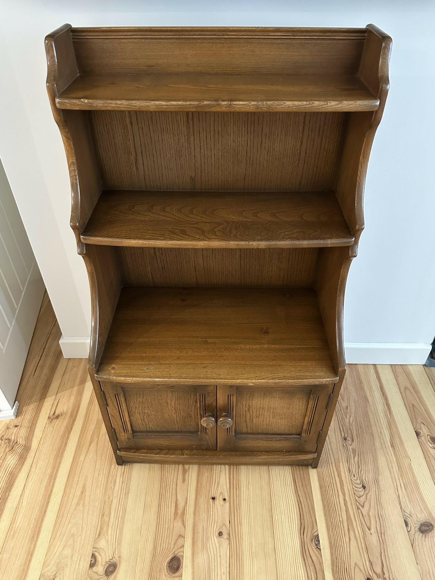 Ercol Waterfall Bookcase Elm Cupbard Vintage Ercol