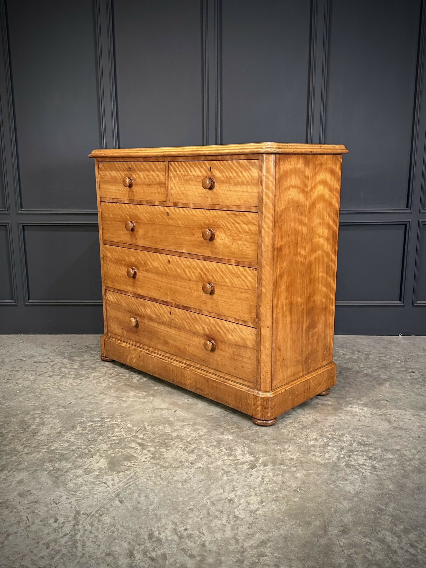 Vintage Victorian Satinwood Chest Of Drawers