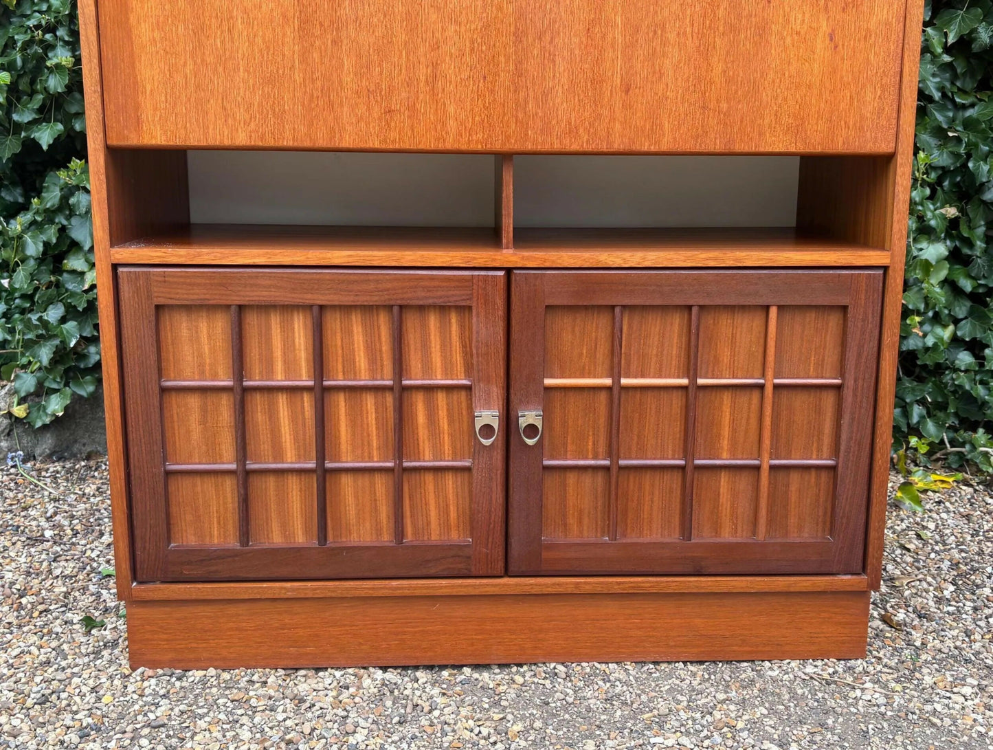 Mid Century Younger Teak Wall Unit Cabinet Writing Desk Bureau