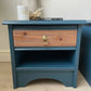 Pair of Navy Blue Vintage Bedside Tables | Mid Century Wooden Nightstands | Professionally Restored Furniture