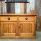 Antique Edwardian Pine Two Door Low Housekeeper Pantry Kitchen Cupboard, c.1920