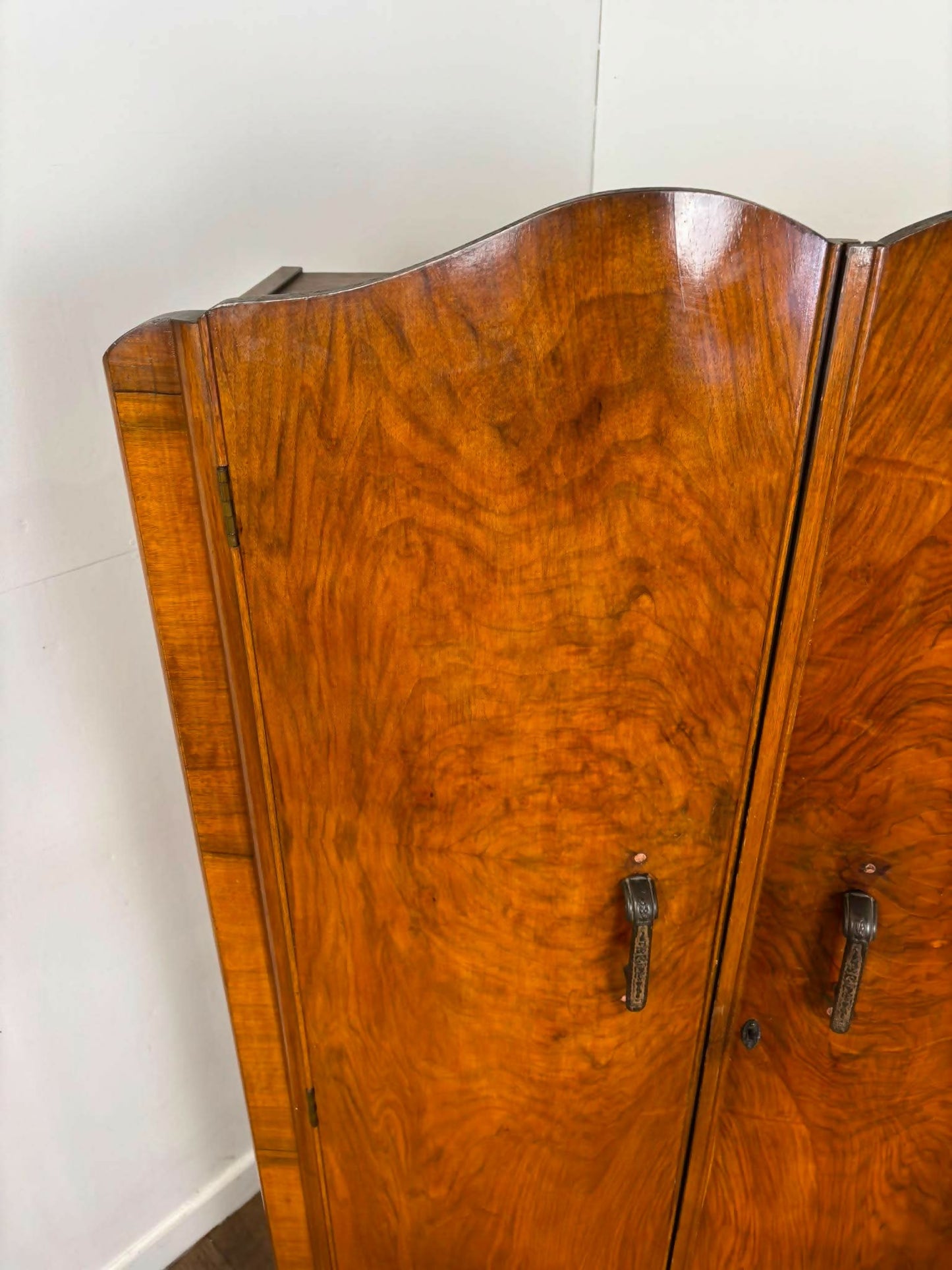 Vintage Art Deco Style Walnut Veneer Wardrobe