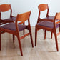 Mid century retro real leather Danish dining chairs set of 4