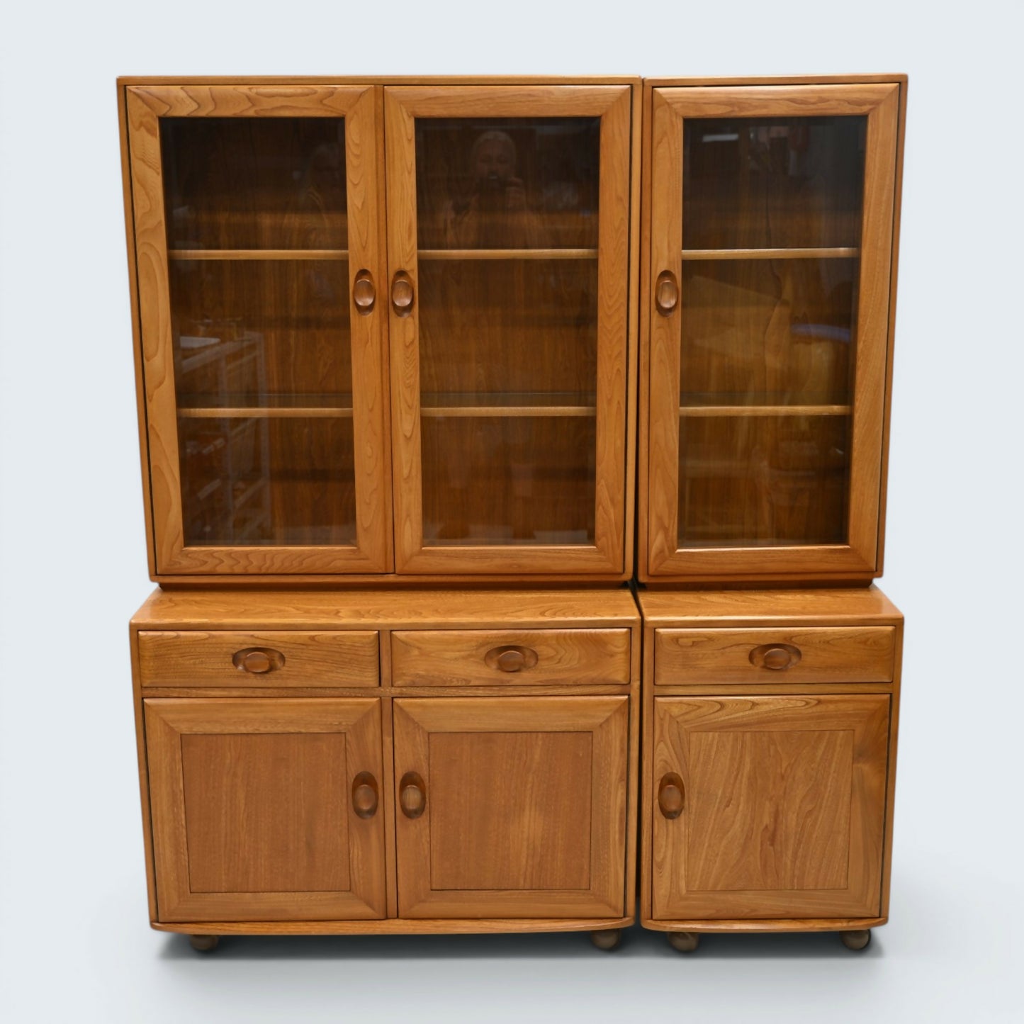 Ercol Windsor Wall Unit Display Cupboard 4 Piece Light Finish FREE UK Delivery