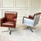 Two Hand Dyed Brown Leather Aviators Swivel Captains Chairs