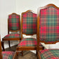 Set Of Six Antique Tartan Upholstered Dining Chairs