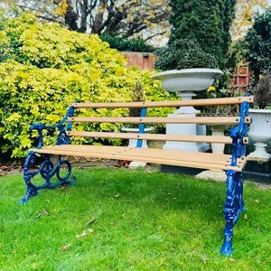 Serpent and Grape Cast Iron and Oak Garden Bench