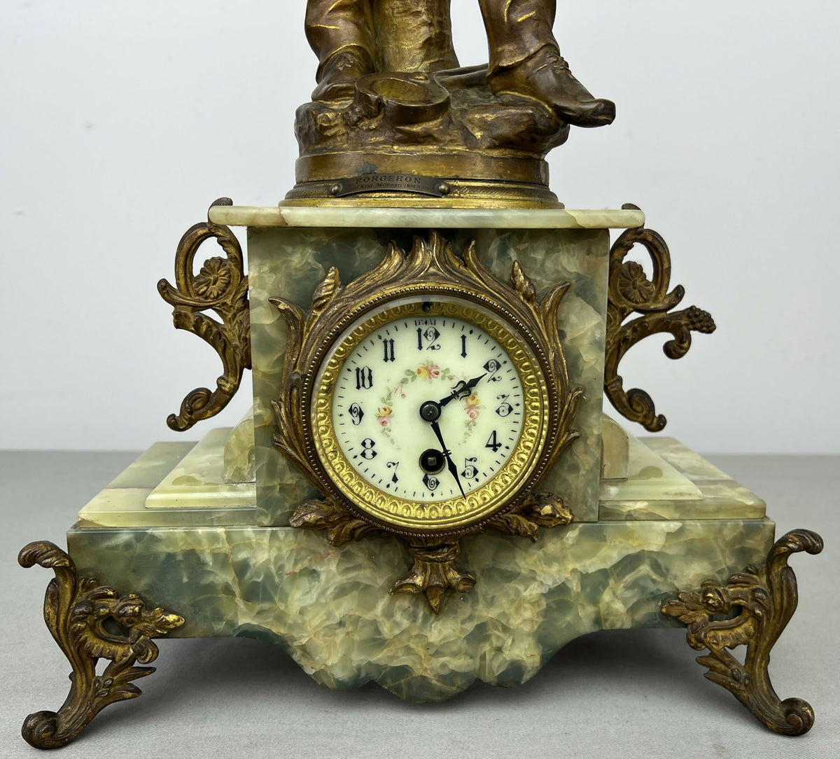 Clock Antique French Ornate Figural Marble Forgeron Mantel Clock LOT 6479