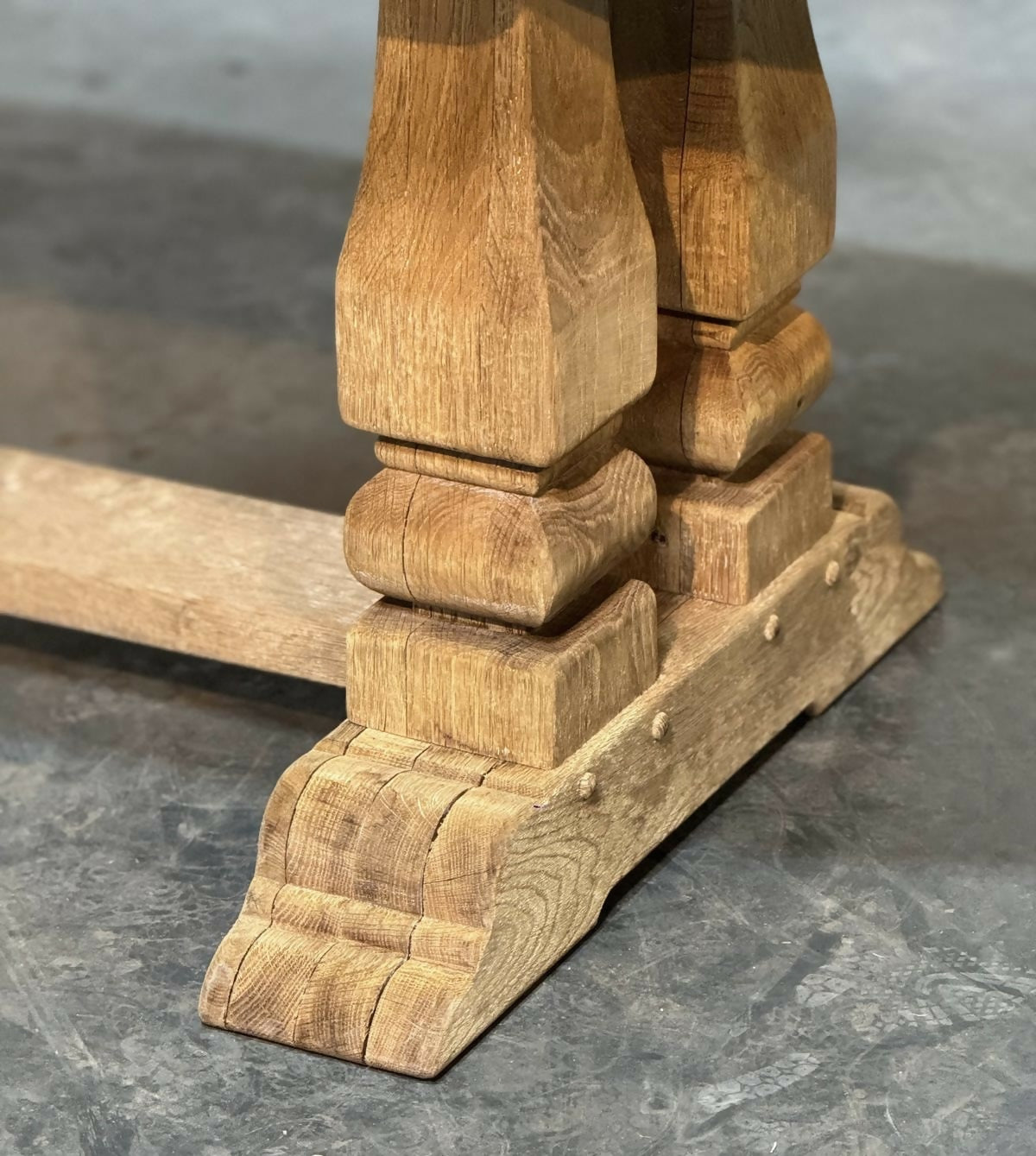 Large French Bleached Oak Farmhouse Dining Table