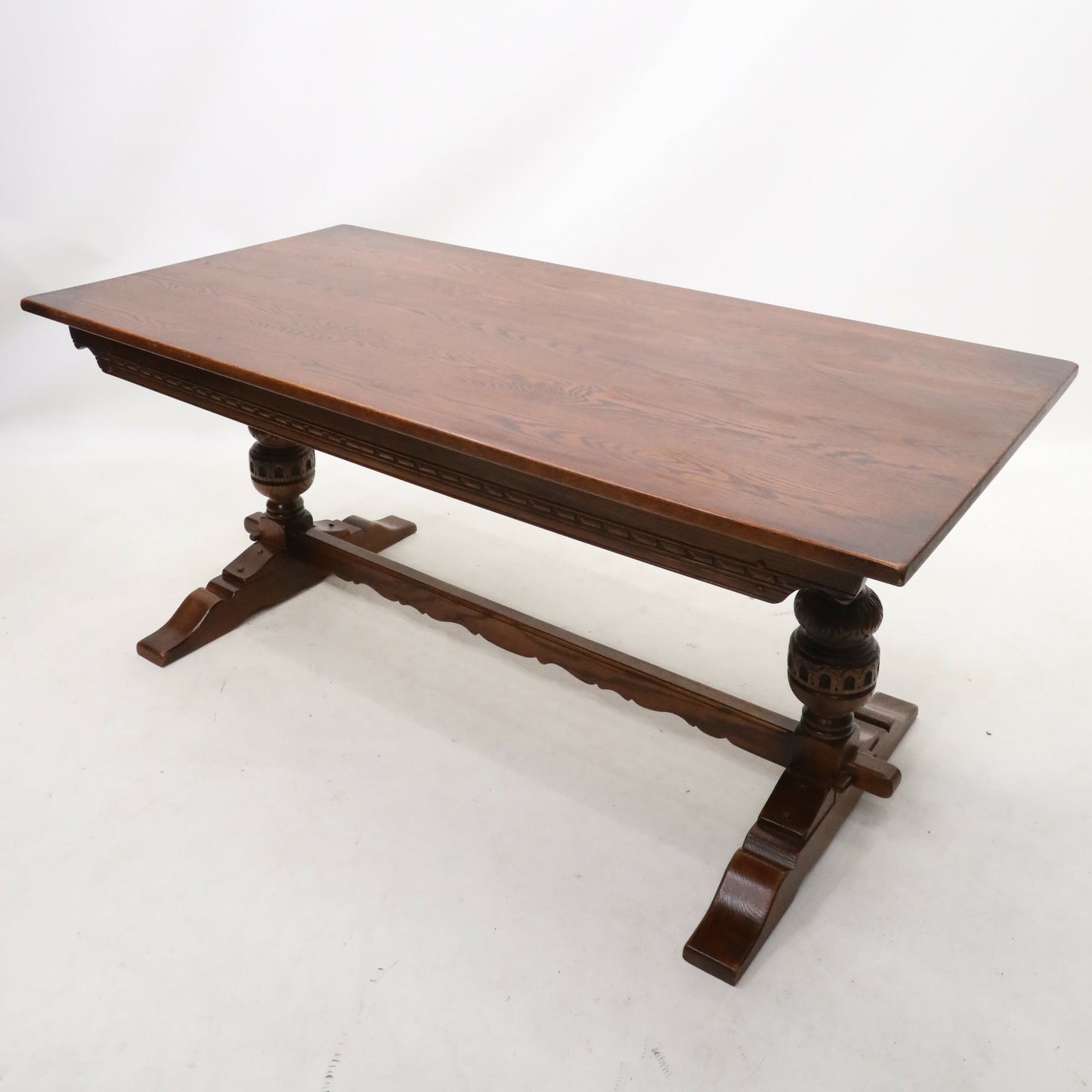 Old Charm Wood Bros Sovereign Dining Table in Tudor Brown Solid FREE UK Delivery. SBR8854/2902D