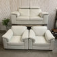 Natuzzi White Leather Lounge Suite – 2 Seater Sofa + 2 Armchairs – Italian