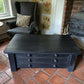 Large Black Painted Pine Late 20th Century Coffee TV Table Plan Chest Style
