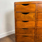 Vintage Oak Veneer Bank of Ten Drawers