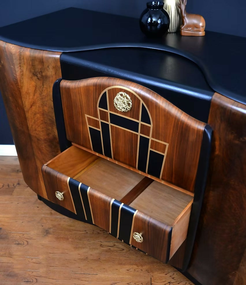 Beautility Drinks Cabinet, "Broadway", Art Deco Style, Burr Walnut.