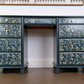 Hand-Painted Green Stencil Desk | Upcycled Vintage Writing Table | Unique Statement Piece