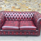 English Leather Chesterfield Sofa Bed / Settee