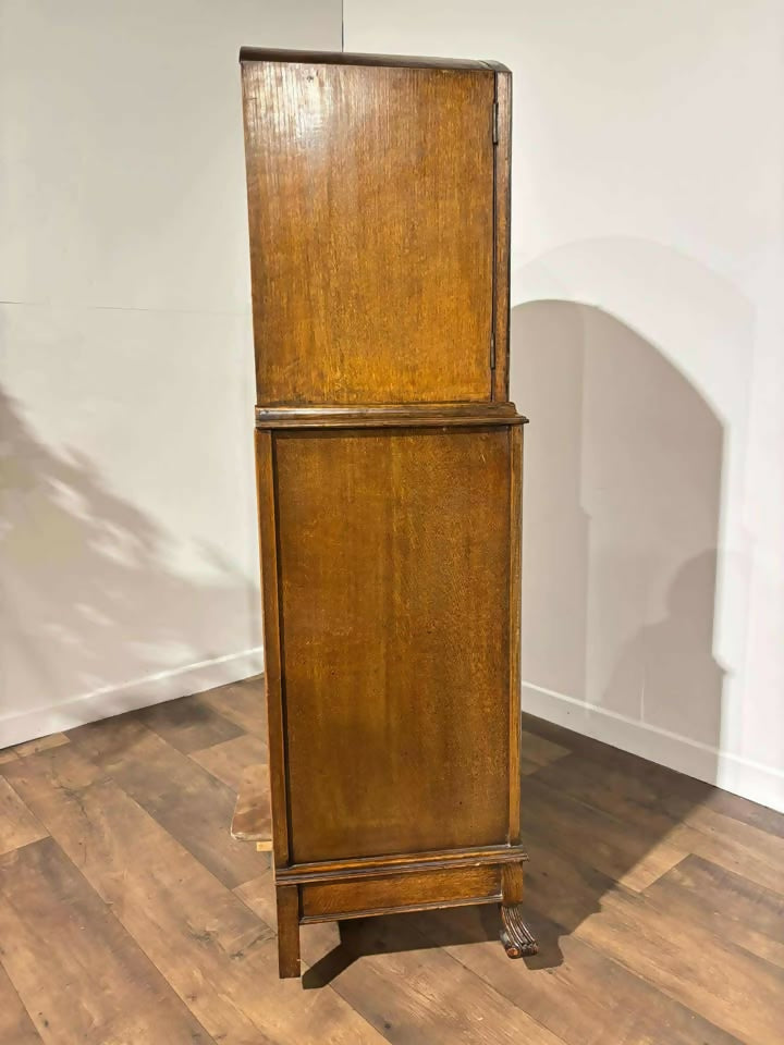 1930s Oak Inlaid Dome Top Tallboy