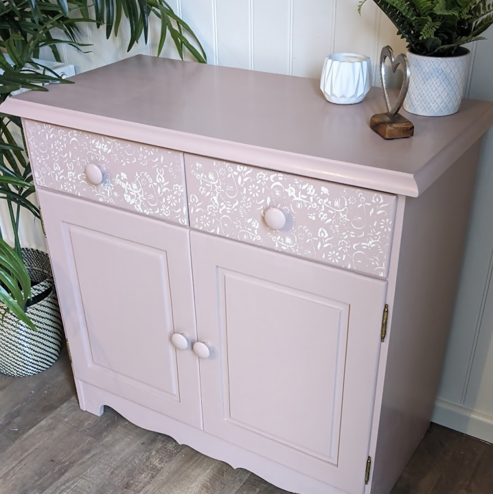 pink upcycled sideboard R4121 7