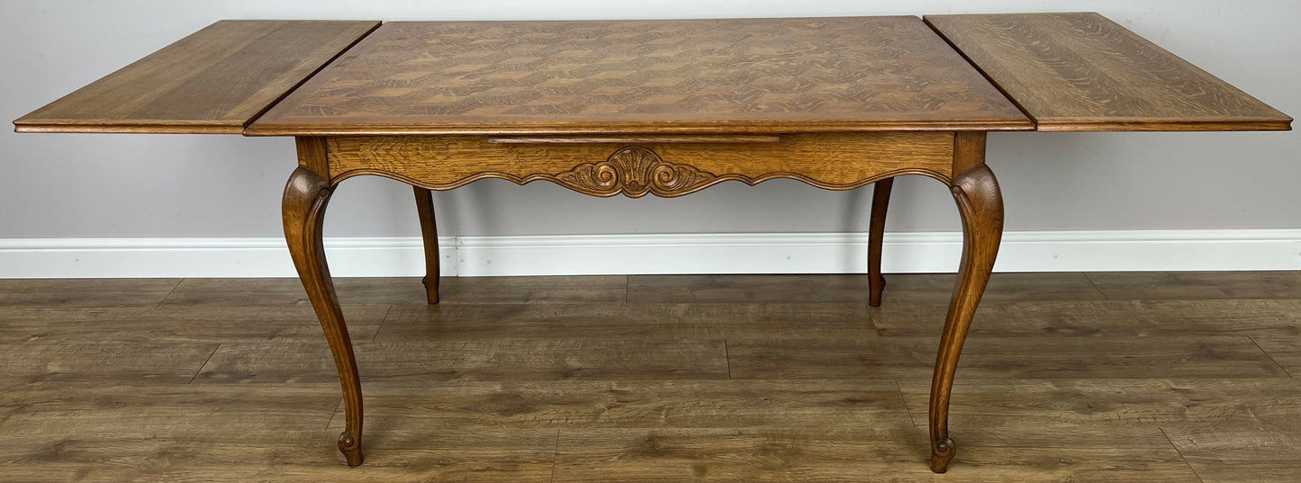 Dining Table Vintage French Louis XVI Carved Oak Extendable Table LOT 6356