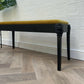 Mid-century Modern Bow Black Handpainted Upholstered Occasional Bench