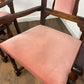 Pair Of Vintage Oak Armchairs With Pink Upholstered Seats & Backs