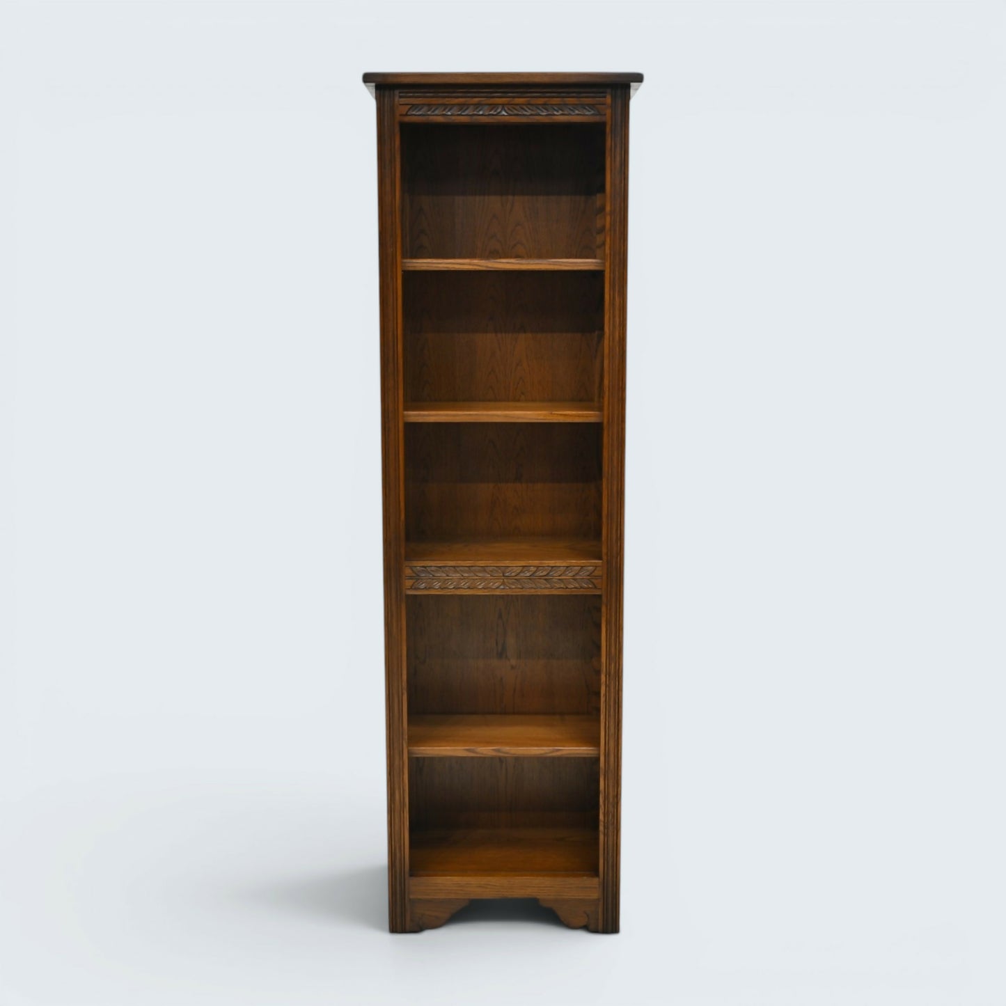 Old Charm Narrow Bookcase Finish 4 Shelves Light Oak Carvings FREE UK Delivery*