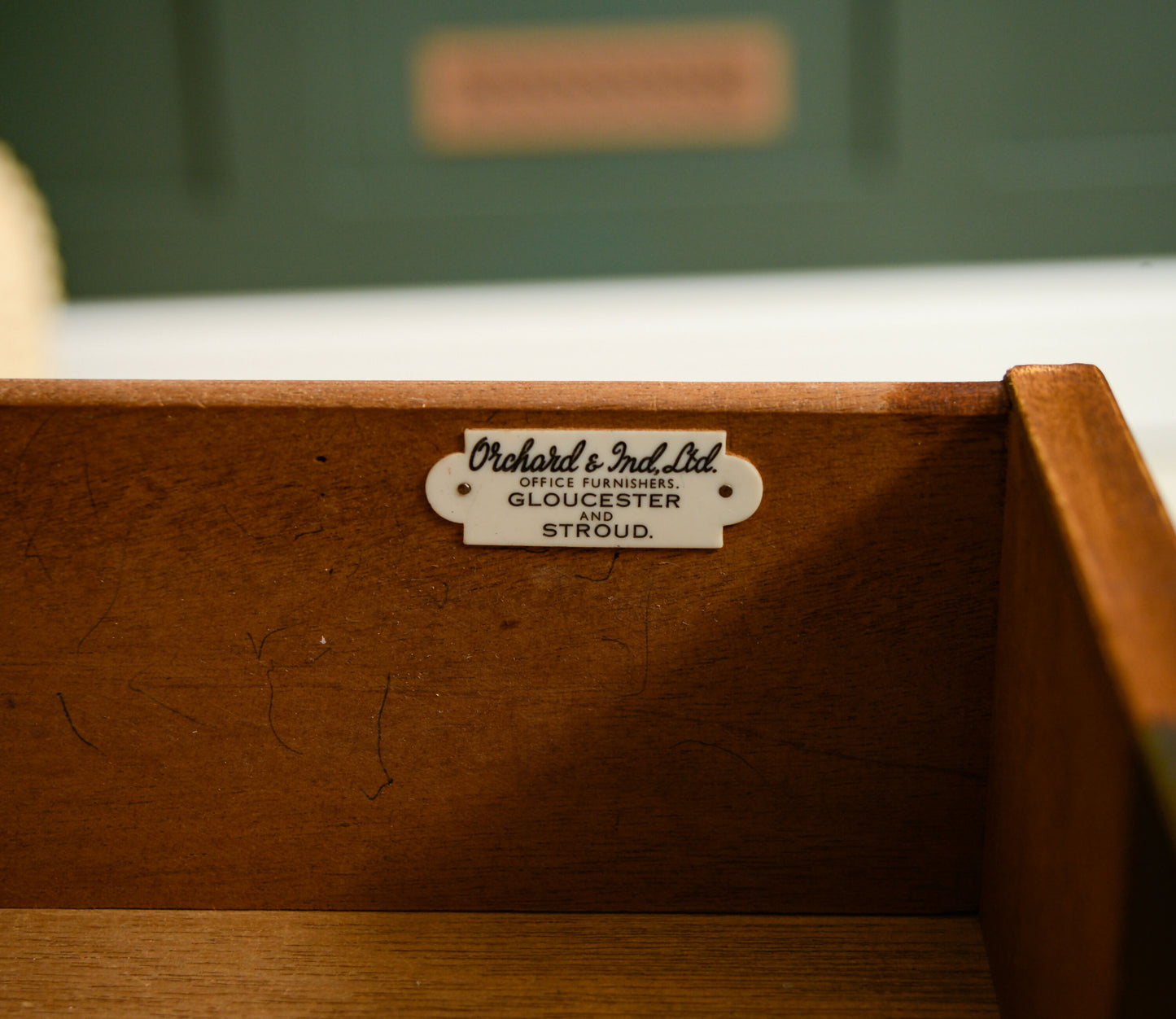 Vintage Home Office Desk with Drawers - Mahogany Finish