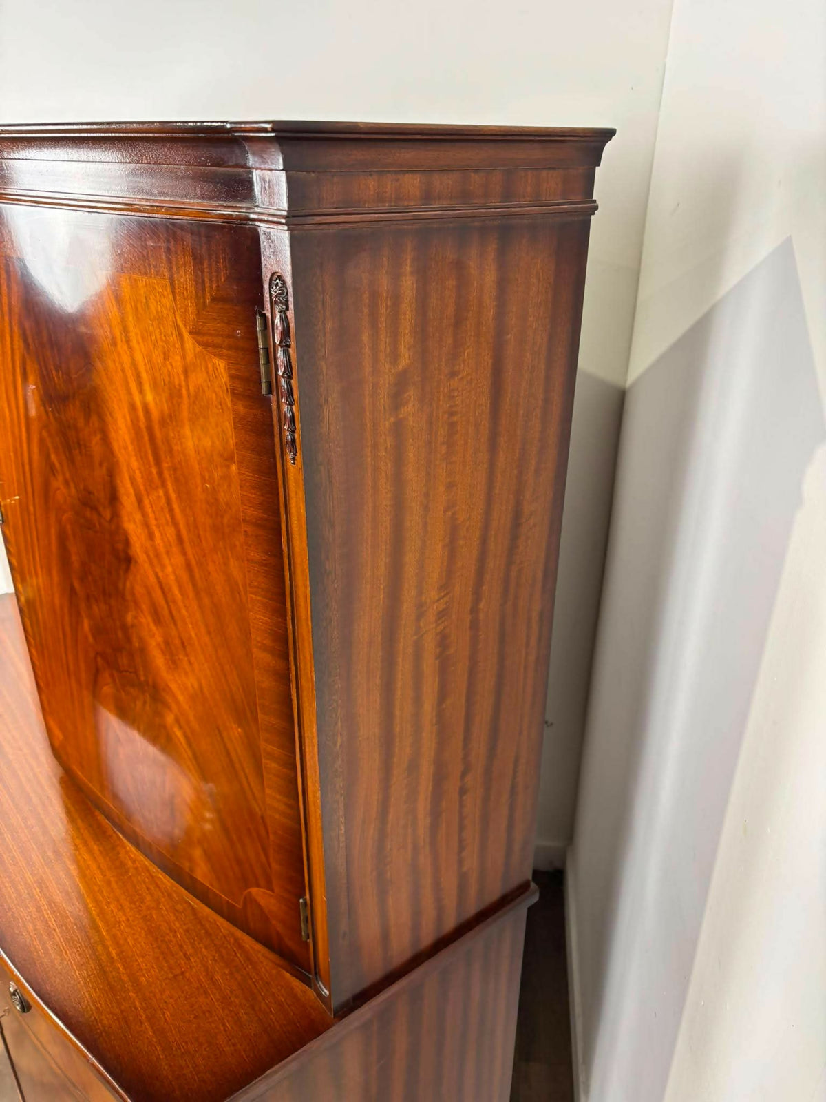 Reproduction Mahogany Bow Fronted Side Cabinet