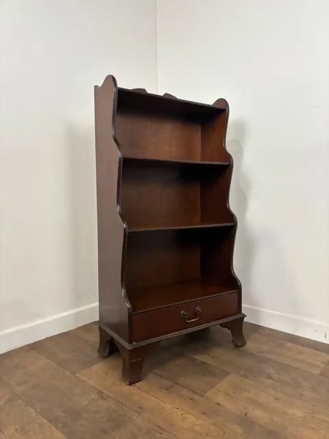 Vintage Mahogany Four Shelf Waterfall Bookcase