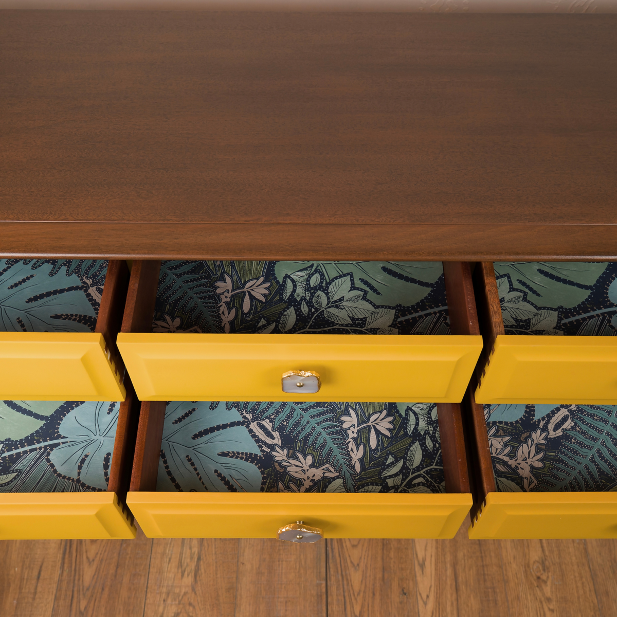 Mustard Yellow Vintage Stag Minstrel Mahogany Sideboard | Agate Handles | Upcycled Furniture | Mid Century Style