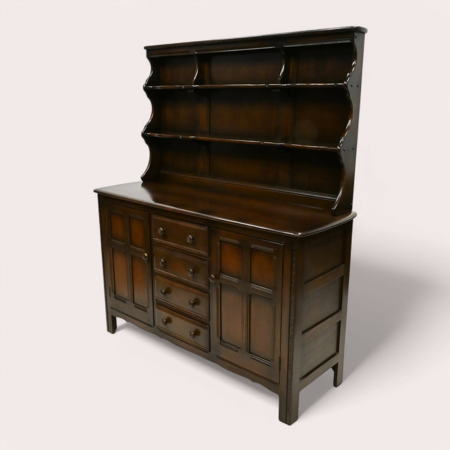 Ercol Dresser 4 Drawers 2 Cupboards and Shelved Top Dark Finish FREE UK Delivery. SBR10074/1302E