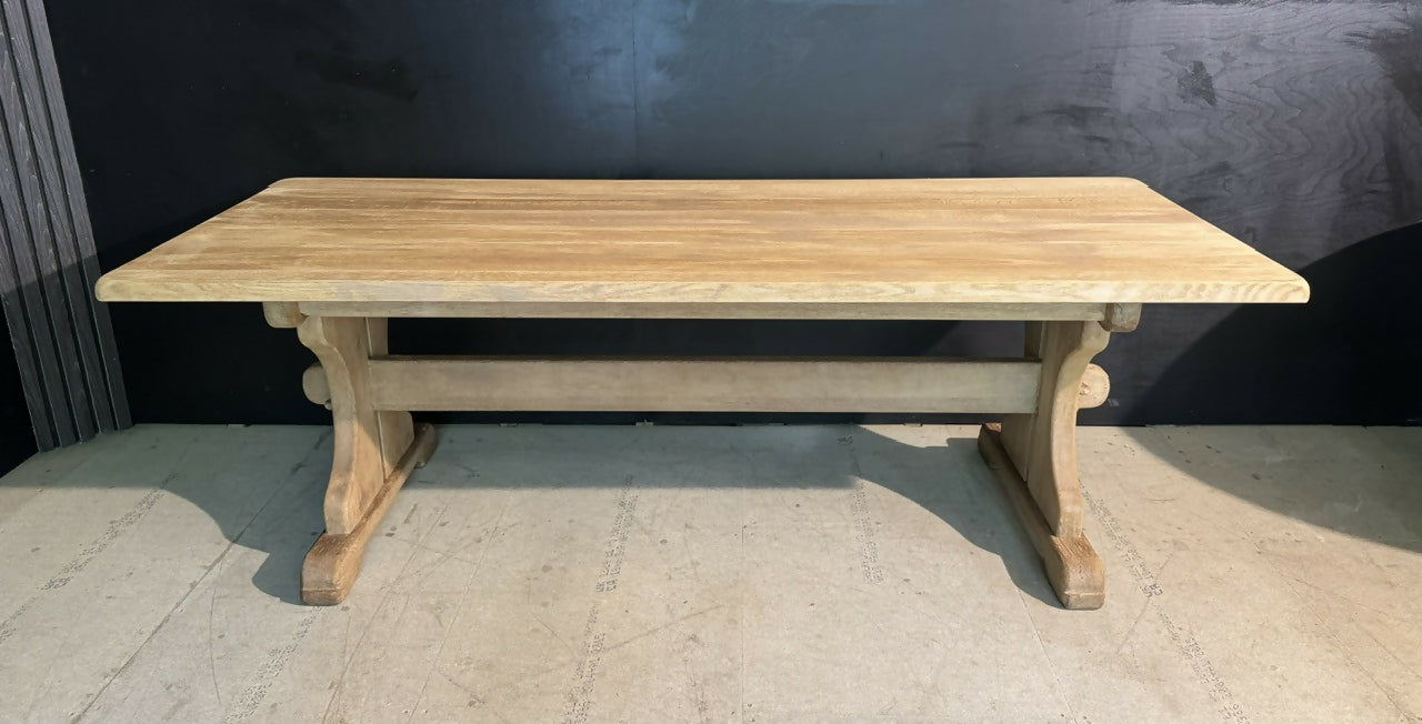 French Bleached Oak Farmhouse Dining Table
