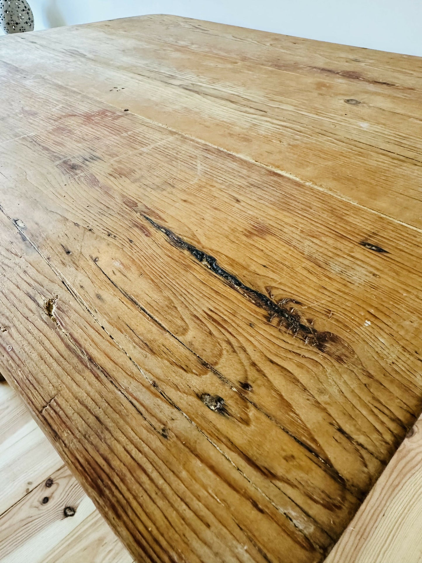 Antique Pine Table Scrub Top Rustic Kitchen Stripped Dining Table