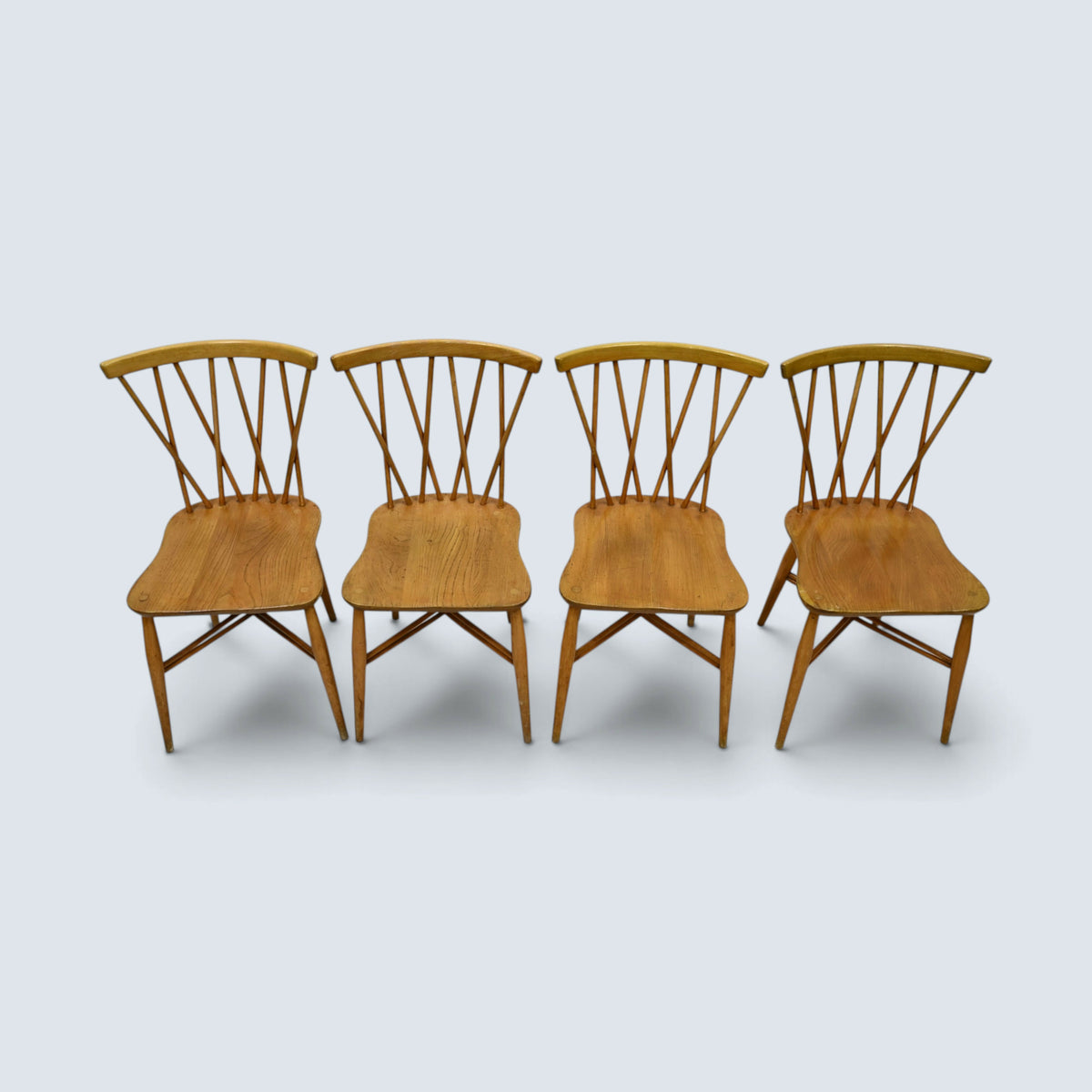 4 Ercol Lattice Back Dining Chairs 'Candlestick' Design Light FREE UK Delivery*