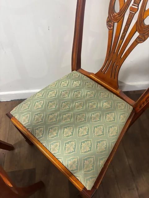 Set Of Six Reproduction Yew Wood Dining Chairs