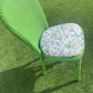Lloyd loom eye popping apple green accent chair with matching velvety fabric